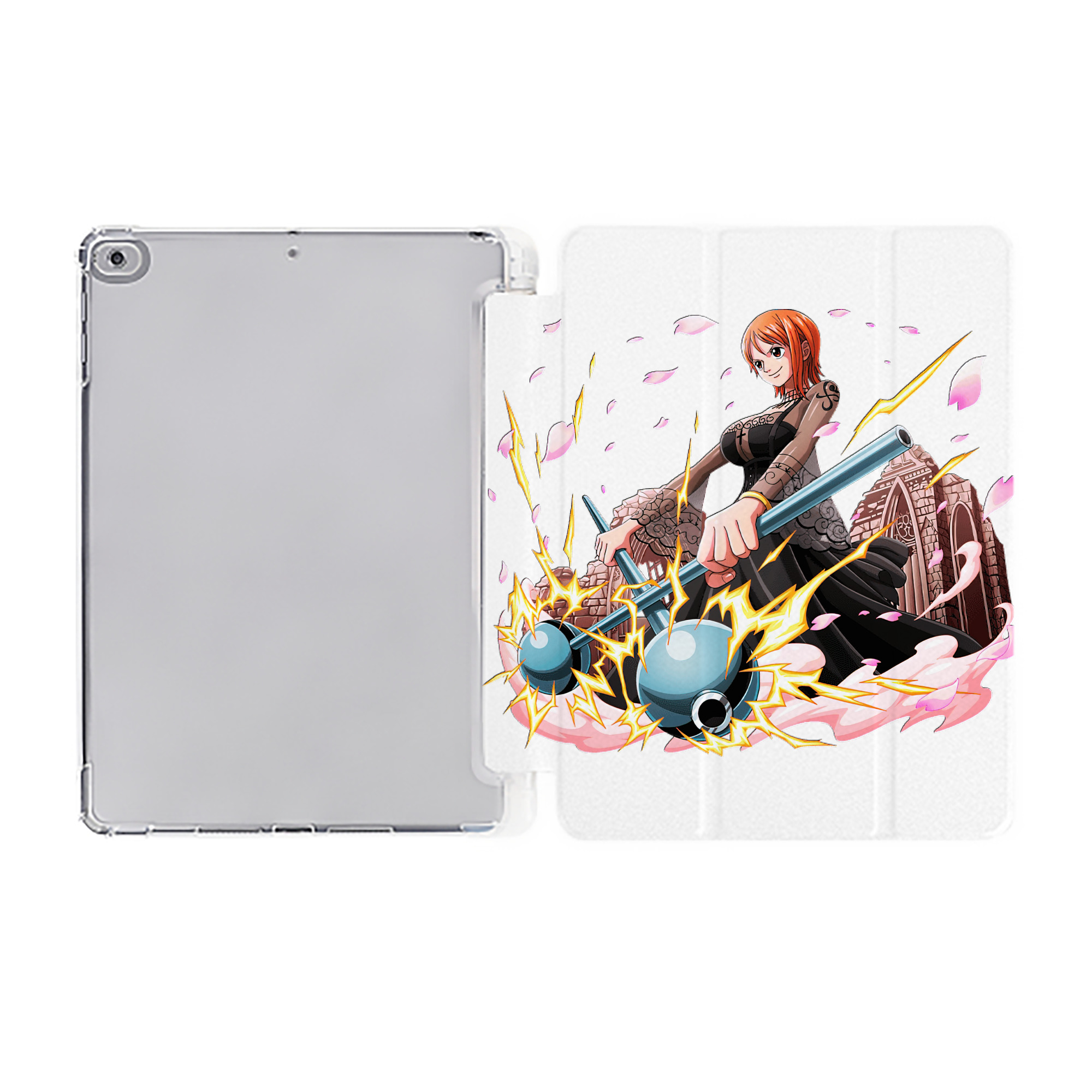 （画像用） ワンピース ナミ ONE PIECE Nami IPad ケース ペン収納付き 三つ折りスタンド PUレザー×シリコン 対応機種9.5/10.5/10.9インチ